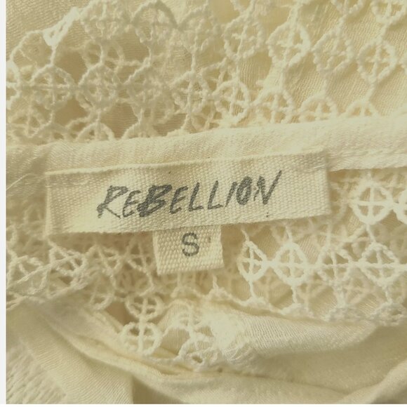 Rebellion Sheer Ivory Cream Colored Lace eyelet Tank Top Women's Size Small - Picture 5 of 9